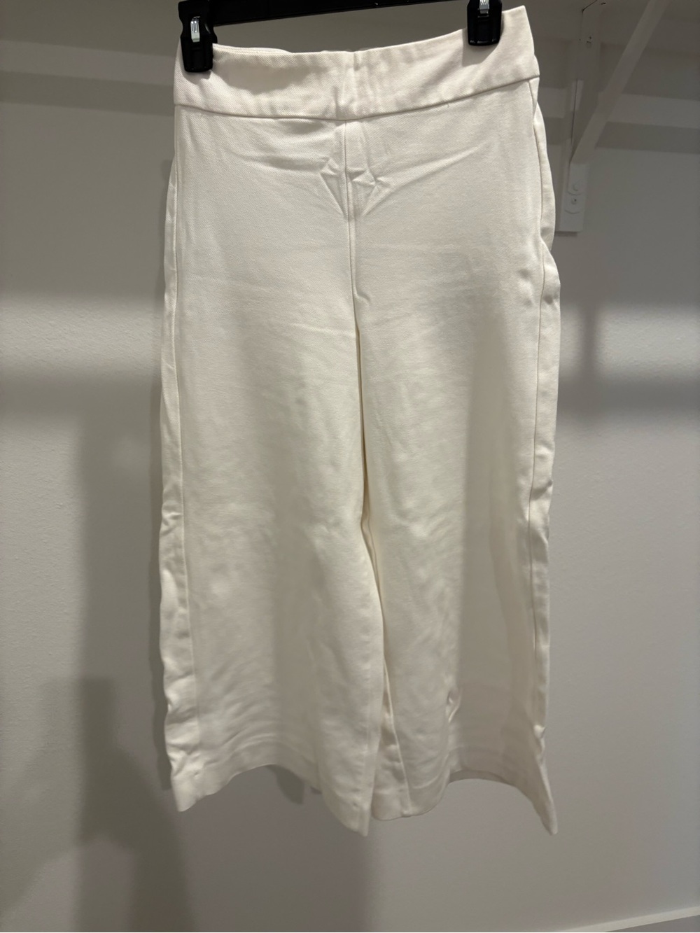 Cream Wide-Leg Cropped Pants